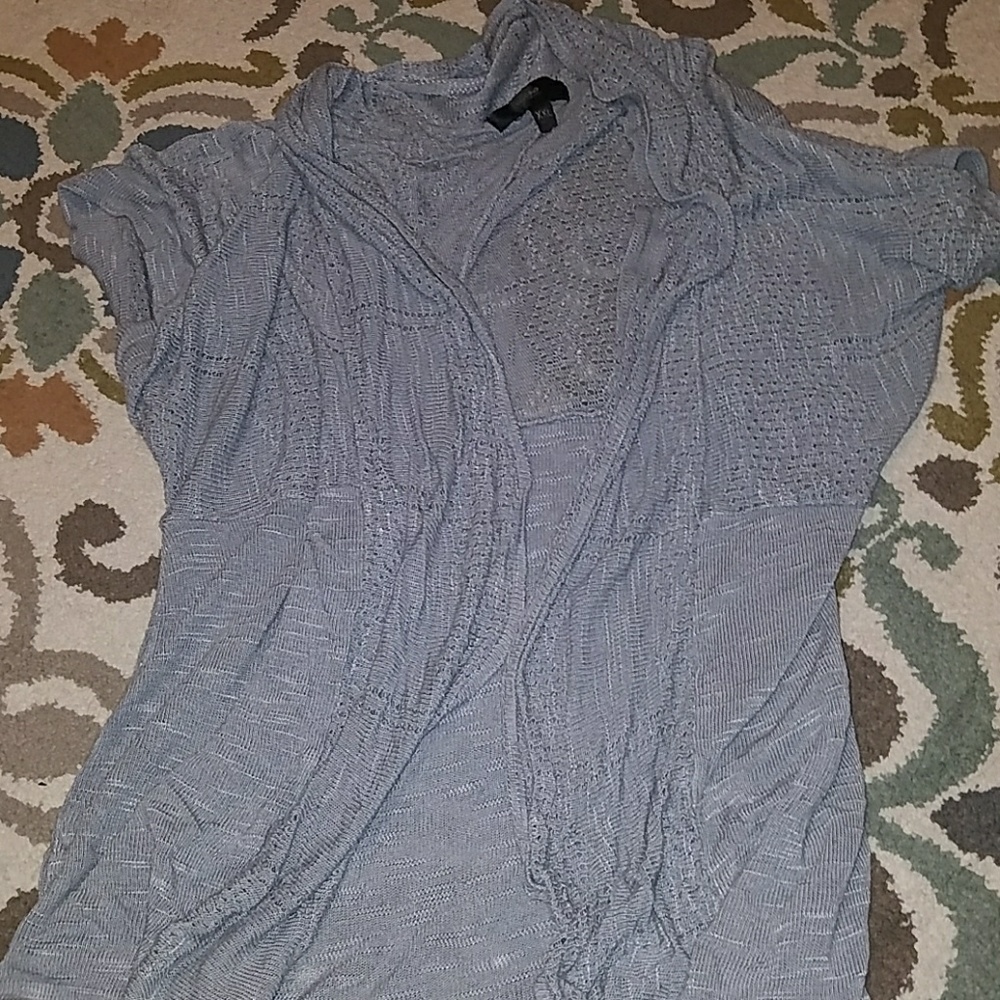 Cap sleeve, thin gray cardigan